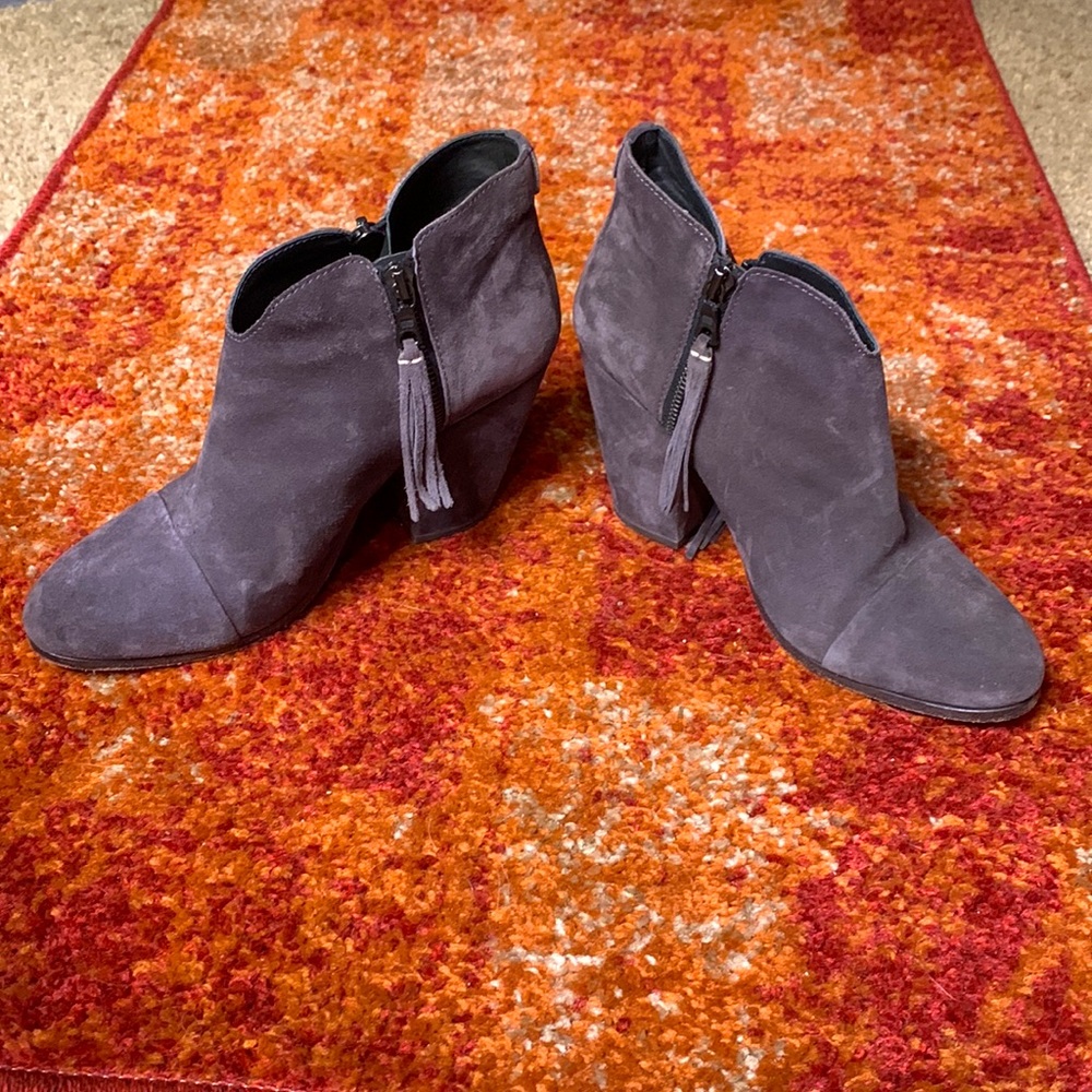 Rag & Bone Suede Tassle Double Zipper Booties Gray - Picture 3 of 10